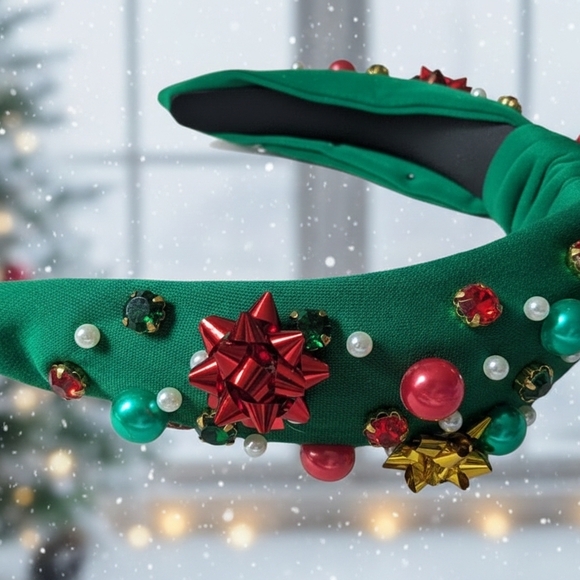 Christmas Women's Festive Green Headband with Red and Gold Accents (New) - Picture 4 of 5